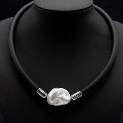 Statement ketting, Rocks, Rubber en Parel XL