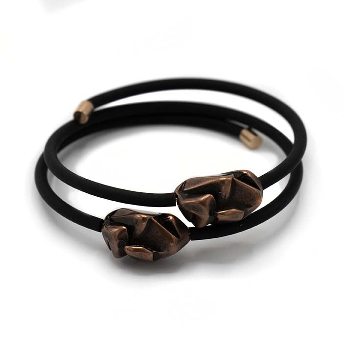 Chunky armband Rocks, Rubber en Koper