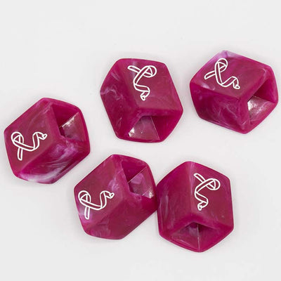 Cube hanger Pink Ribbon van resin, met internationaal symbool voor borstkankerbewustzijn – set