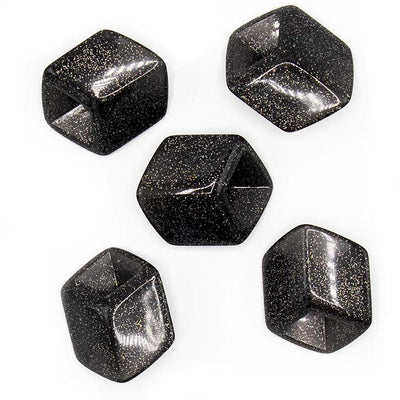 5 Cubes Spicks. Zwart met gekleurde leine gliters
