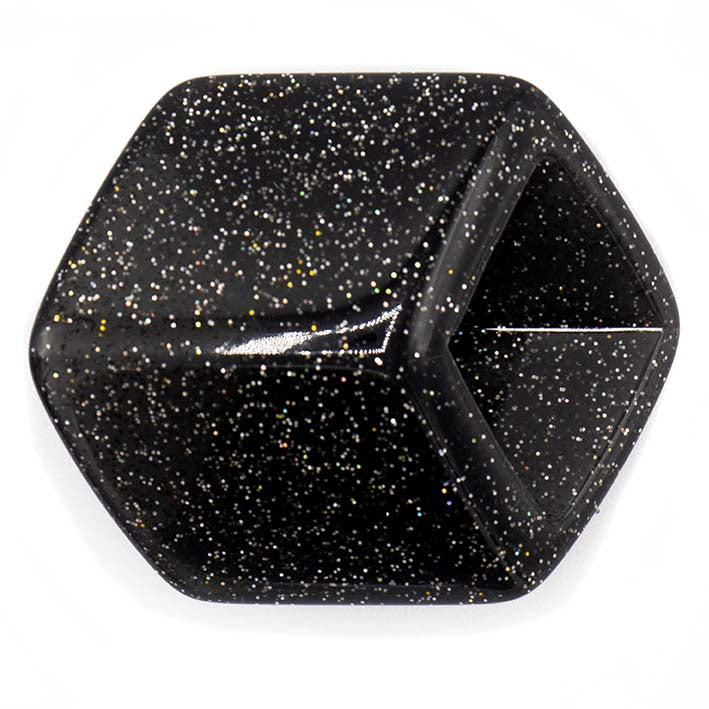 Cube hanger in diep zwart met fonkelende gekleurde glitters