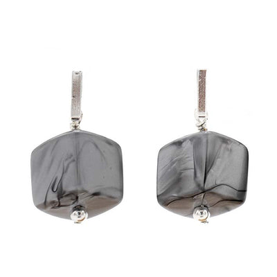 Oorbellen met  1 Cube, Zilvergrijs