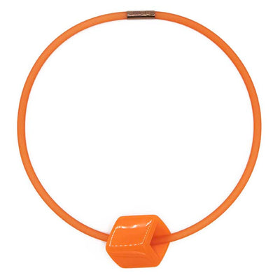 Ketting van RUBBER 1 lijns met Cube Royal Orange - FEESTCOLLECTIE -