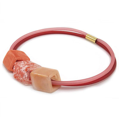 Exclusieve ketting van rubber met 3 Cubes, Coral Reef