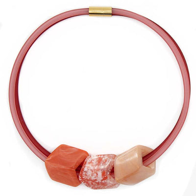 Exclusieve ketting van rubber met 3 Cubes, Coral Reef