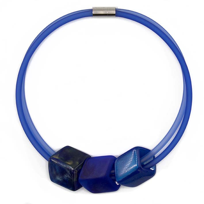 Exclusieve ketting van rubber met 3 Cubes, Deep Sea