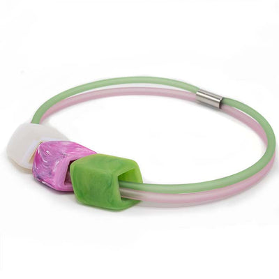 Exclusieve ketting van rubber met 3 Cubes Field of Flowers