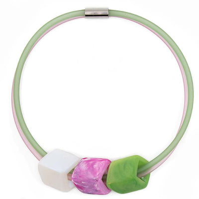 Exclusieve ketting van rubber met 3 Cubes Field of Flowers