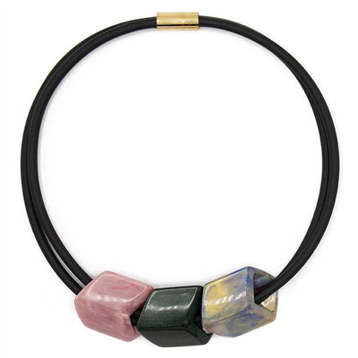Exclusieve ketting van rubber met 3 Cubes, de Heem Fruit & Flowers