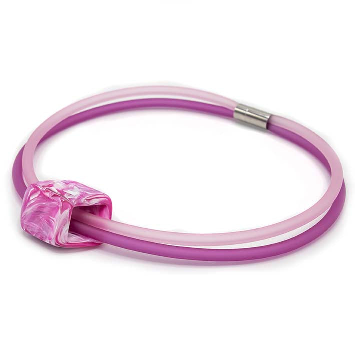 Rubber ketting 2 lijns met 1 Cube, Spring Flowers