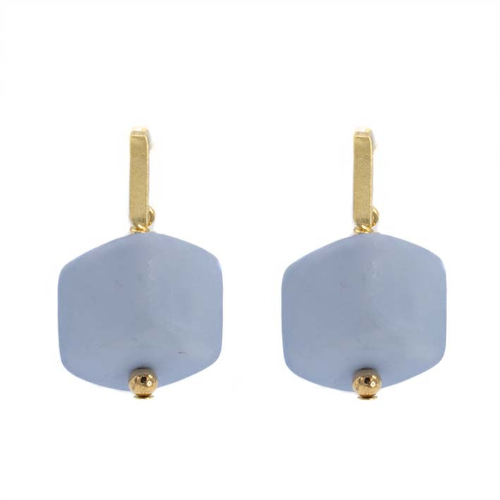 Oorbellen met  1 Cube Ice Blue