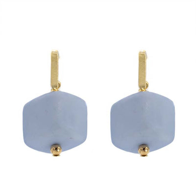 Oorbellen met  1 Cube Ice Blue