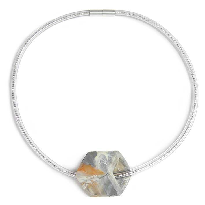 Rubber ketting 1 lijns met 1 Cube, Silver Stone