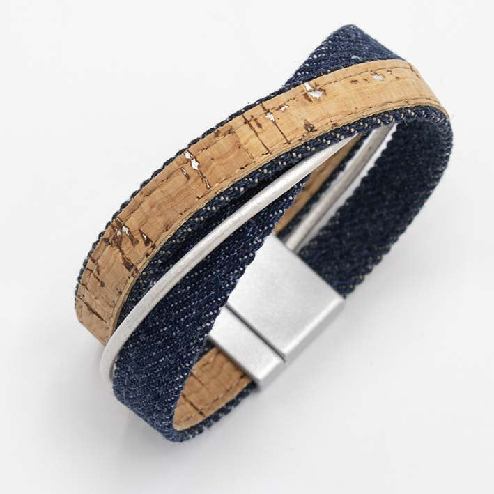 Armband van jeans en kurk, 25 mm