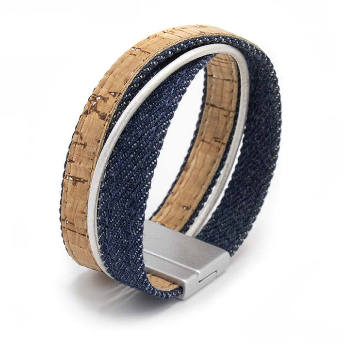 Armband van jeans en kurk, 25 mm