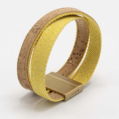 Armband van gele  jeans en kurk, 25 mm
