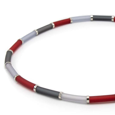 Bits & Pieces, Kleurrijke ketting, rood met grijs