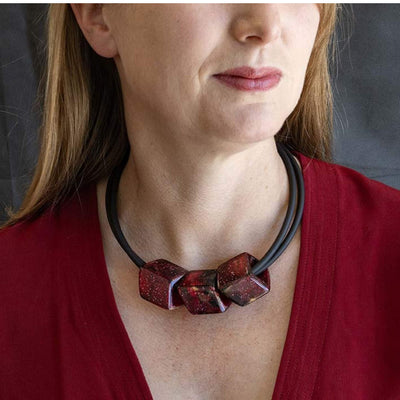 Exclusieve ketting van rubber met 3 Cubes, Space