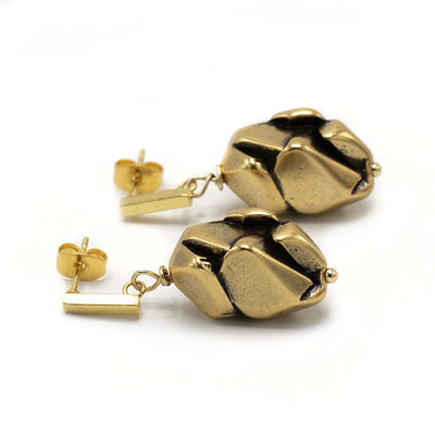 Chunky oorbellen Rocks, Goud