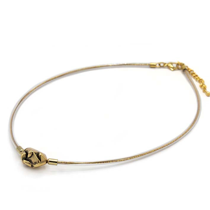 Ketting Rocks Mini Nugget met Rubber, Goud en Mizuhiki