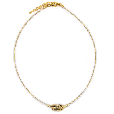 Ketting Rocks Mini Nugget met Rubber, Goud en Mizuhiki