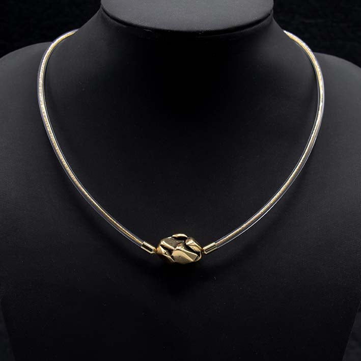 Ketting Rocks Mini Nugget met Rubber, Goud en Mizuhiki