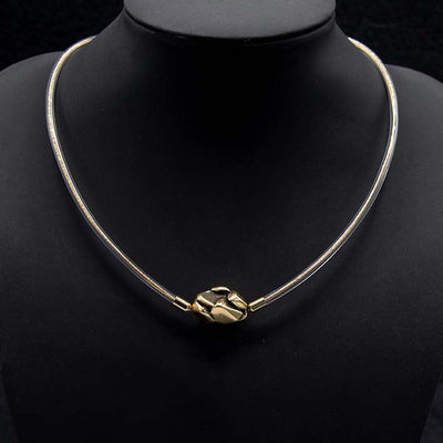 Ketting Rocks Mini Nugget met Rubber, Goud en Mizuhiki
