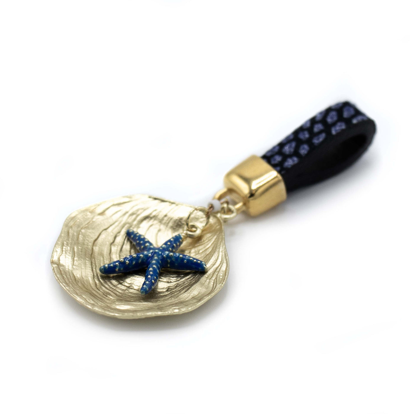 Hanger Gouden schelp met blauwe zeester