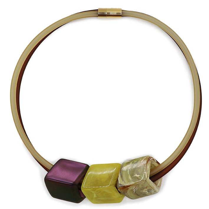 Ketting van rubber met  3 Cubes  - Autumn Harmony