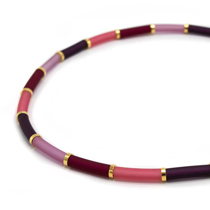 Bits & Pieces, Kleurrijke ketting zero waste  bordeaux