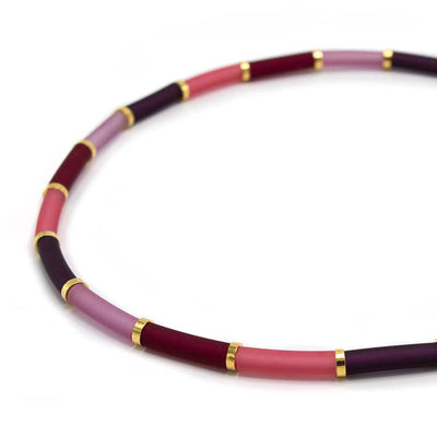 Bits & Pieces, Kleurrijke ketting zero waste  bordeaux