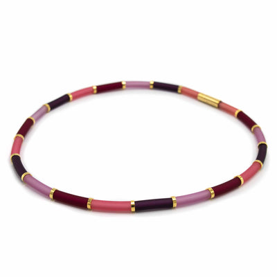 Bits & Pieces, Kleurrijke ketting zero waste  bordeaux