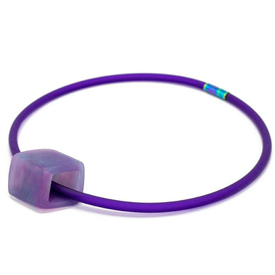 Ketting van RUBBER 1 lijns met Cube Blueberry  - FEESTCOLLECTIE -