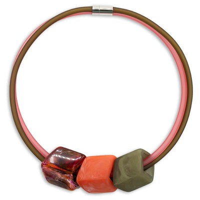 Exclusieve ketting van rubber met 3 Cubes, Calypso
