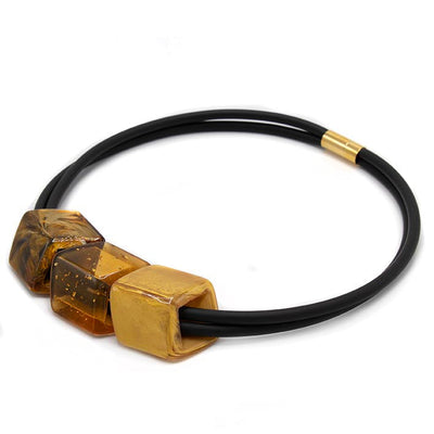 Exclusieve ketting van rubber met 3 Cubes, Golden Tiger