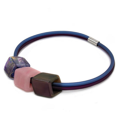 Exclusieve ketting van rubber met 3 Cubes, Shimmering