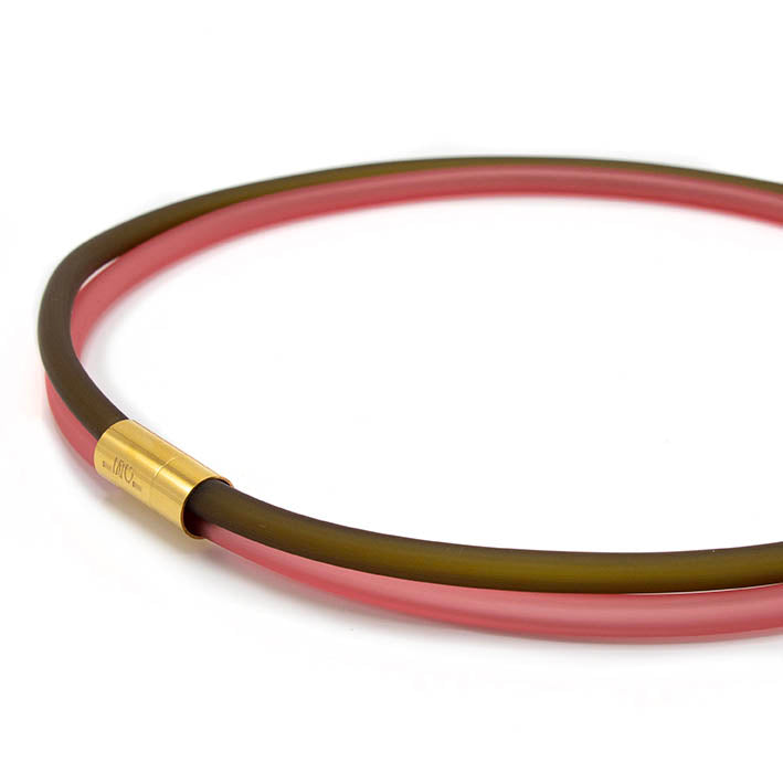Rubber ketting, 2 lijns, Olijf/Koraal