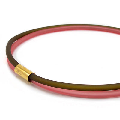 Rubber ketting, 2 lijns, Olijf/Koraal