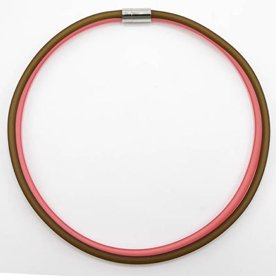 Rubber ketting, 2 lijns, Olijf/Koraal