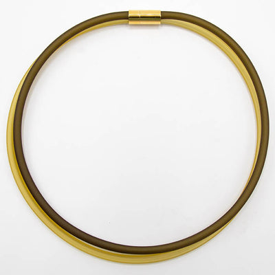 Rubber ketting, 2 lijns, Olijf/Mosterd