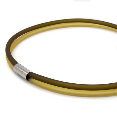 Rubber ketting, 2 lijns, Olijf/Mosterd