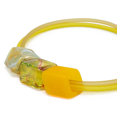 Exclusieve gele ketting van rubber met 3 Cubes - Buttercup