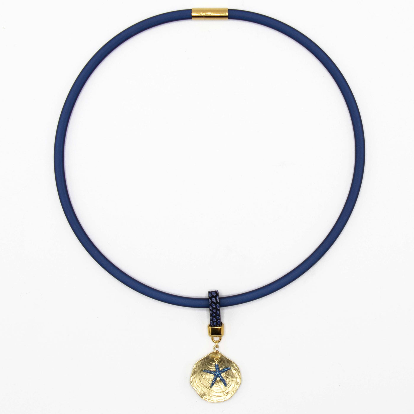 Hanger Gouden schelp met blauwe zeester