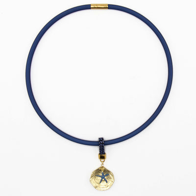 Hanger Gouden schelp met blauwe zeester