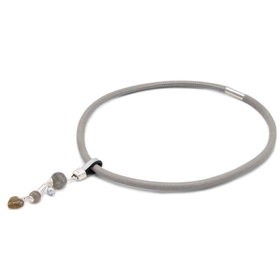 Hanger Labradoriet met parel zilver