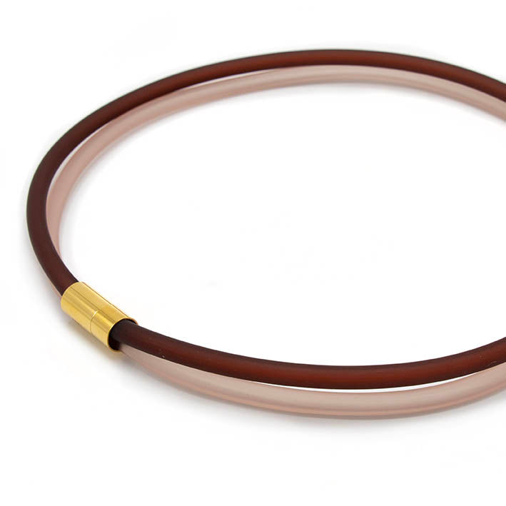 Rubber ketting, 2 lijns, Champagne/Bruin