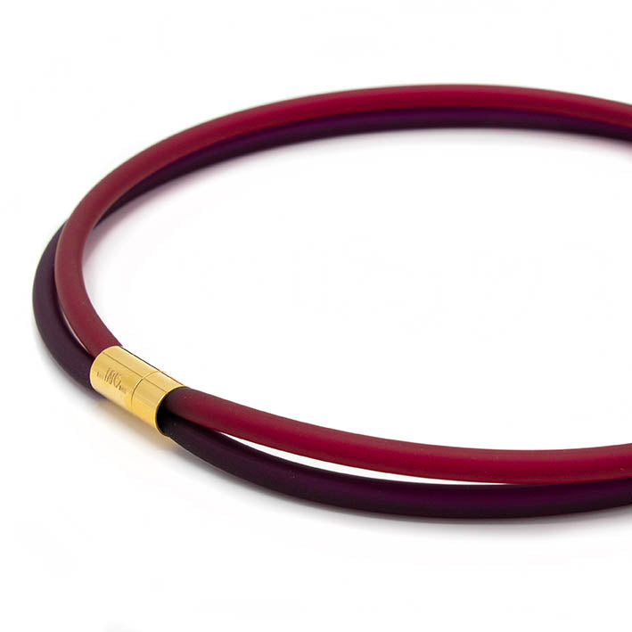 Rubber ketting, 2 lijns, Aubergine/Fuchsia