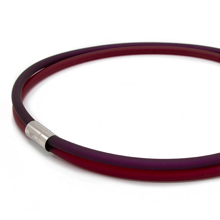 Rubber ketting, 2 lijns, Aubergine/Fuchsia