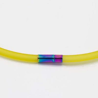 Ketting van RUBBER 1 lijns met Cube Yellow Gold - FEESTCOLLECTIE -