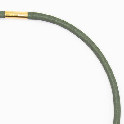 Ketting  van ECHT LEER 1  lijns,  olijfgroen